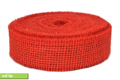 Stuha jutová 123 červená šíře 50mm