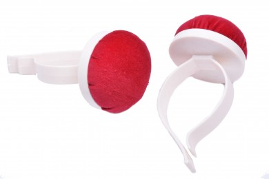 Jehelníček na ruku plastový červený semiš