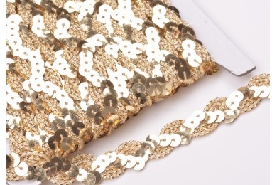 Prýmek s flitry C035 šíře 15mm zlatý