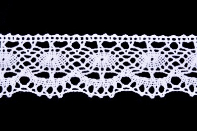 Krajka bavlněná 75238 paličkovaná šíře 51mm bílá