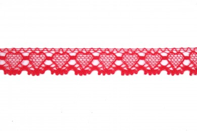 Krajka bavlněná 75133 paličkovaná šíře 19mm červená