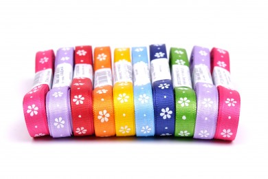 Stuha taftová tisk květ šíře 9mm