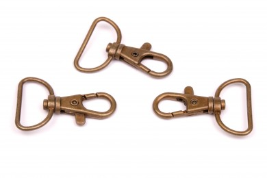 Karabina kovová otočná průvlek 2,5cm staromosaz