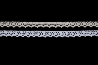 Krajka bavlněná 75397 paličkovaná šíře 9mm bílá