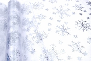 Organza neobšitá vzor 708 vločky šíře 39cm návin 8m 