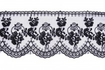 Krajka šifonová vyšívaná 52768 šíře 8cm černá