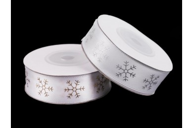 Stuha atlasová s vločky šíře 20mm