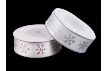 Stuha atlasová s vločky šíře 20mm