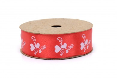 Stuha atlasová vzor srdce02 šíře 25mm